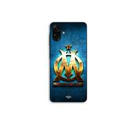 Funda para Samsung Galaxy A07 OM dorada brillante directo al grano fondo azul Maniacase