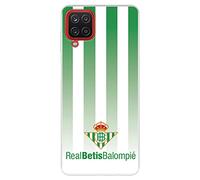 Funda para Samsung Galaxy A12 - M12 del Real Betis Balompié Fondo Rayas Verdiblancas para Proteger tu móvil. Carcasa de Silicona Flexible con Licencia Oficial Real Betis Balompié