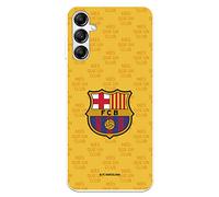 Funda para Samsung Galaxy A14 5G del FC Barcelona Escudo Mes Que un Club Fondo Amarillo tansparente para Proteger tu móvil. Carcasa de Silicona Flexible con Licencia Oficial FC Barcelona
