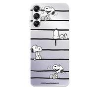Funda para Samsung Galaxy A14 5G Oficial de Peanuts Snoopy Rayas para Proteger tu móvil. Carcasa de Silicona Transparente Flexible con Licencia Oficial de Snoopy