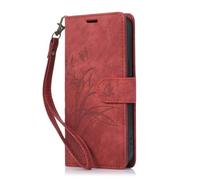 Funda para Samsung Galaxy A16 Case Shockproof Embossed Butterfly Wallet Case with Card Holder Flip Folio Soft PU Leather Magnetic Closure Protective Cover for Samsung Galaxy A16, rojo