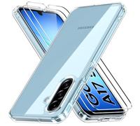 Funda para Samsung Galaxy A17 4G/5G, 2 Vidrio Templado Protector de Pantalla, Protección Militar, Anti-Amarillo Antigolpes Antiarañazos Carcasa, Transparente