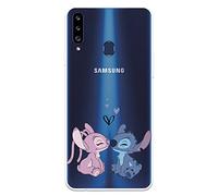 Funda para Samsung Galaxy A20s Oficial de Lilo & Stitch - Angel & Stitch Beso para Proteger tu móvil. Carcasa de Silicona Flexible con Licencia Oficial de Disney