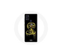 Funda para Samsung Galaxy A21s Logo Cobra Kai Amarillo Fondo Negro Poster Serie