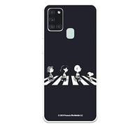 Funda para Samsung Galaxy A21S Oficial de Snoopy Personajes Beatles para Proteger tu móvil. Carcasa para Samsung de Silicona Flexible con Licencia Oficial de Peanuts.
