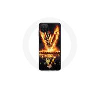 Funda para Samsung Galaxy A22 4G Vikings Serie Temporada 6 logo V Espada de Fuego Fondo Negro