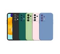 Funda para Samsung Galaxy A32 5G, 5 x Funda Suave de Mate Silicona TPU Gel Carcasa con Protección para Cámara (Negro + Verde Oscuro + Verde + Rosa + Azul Claro)