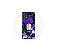 Funda para Samsung Galaxy A33 5G Logo de Bangtan Sonyeondan BTS y Logo ARMY Te amo en púrpura