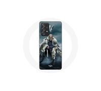 Funda para Samsung Galaxy A33 5G Vikings Serie Temporada 6 logo Ragnar Lothbrok V Espada Gris Fondo Niebla