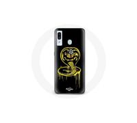 Funda para Samsung Galaxy A40 Logo Cobra Kai Amarillo Fondo Negro Póster Serie