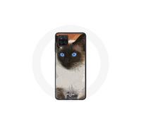 Funda para Samsung Galaxy A42 5G Gato Siames Negro y Blanco Ojos Azules