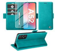 Funda para Samsung Galaxy A52/A52S 4G 5G Funda con protector de pantalla, función atril, compartimento para tarjetas, funda de piel premium A52S Flip Case Cover resistente a los golpes