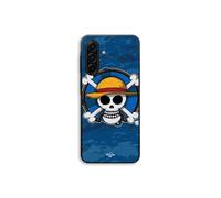Funda para Samsung Galaxy A57 One Piece logo de calavera fondo azul manga anime Maniacase