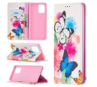 Funda para Samsung Galaxy A91 / S10 Lite, PU Cuero Case Flip Protectora Cover con Soporte, Ranuras para Tarjetas Cierre Magnético Billetera Tapa Carcasa para Galaxy A91 / S10 Lite, Dos mariposas