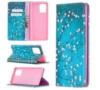 Funda para Samsung Galaxy A91 / S10 Lite, PU Cuero Case Flip Protectora Cover con Soporte, Ranuras para Tarjetas Cierre Magnético Billetera Tapa Carcasa para Galaxy A91 / S10 Lite, Flor de ciruelo