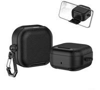 Funda para Samsung Galaxy Buds 3 Pro con mecanismo de bloqueo antipérdida y soporte de visualización - para carcasa ABS resistente a los impactos con llavero azul marino (negro + negro)