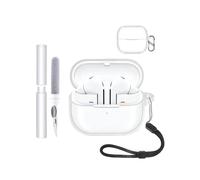 Funda para Samsung Galaxy Buds3 FE Earbuds,toergy Soft TPU Clear Cover,Impermeable,Golpes,Anti-Arañazos,Fácil de llevar, con cordón, llavero y kit de limpieza (transparente)