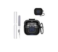 Funda para Samsung Galaxy Buds3 Pro Earbuds,toergy Soft TPU Clear Cover,Impermeable,Golpes,Anti-Arañazos,Fácil de llevar, con cordón, llavero y kit de limpieza (negro)