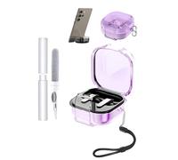 Funda para Samsung Galaxy Buds4 Pro Earbuds,toergy Soft TPU Clear Cover,Impermeable, a prueba de golpes, fácil de llevar, con cordón, llavero y kit de limpieza (morado transparente)
