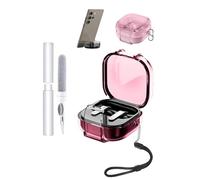 Funda para Samsung Galaxy Buds4 Pro Earbuds,toergy Soft TPU Clear Cover,Impermeable,Resistente a los golpes, protección contra arañazos, fácil de llevar, con cordón, llavero y kit de limpieza (rosa