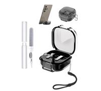 Funda para Samsung Galaxy Buds4 Pro Earbuds,toergy Soft TPU Clear Cover,Impermeable,Resistente a los golpes, protección contra arañazos, fácil de llevar, con cordón, llavero y kit de limpieza (negro