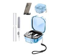 Funda para Samsung Galaxy Buds4 Pro Earbuds,toergy Soft TPU Clear Cover,Impermeable,stoßdicht,Kratzschutz,einfach zu tragen,mit Lanyard & Schlüsselanhänger & Reinigungskit (Transparent Blau)