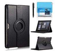Funda para Samsung Galaxy Note 10.1 Inch 2012 Casos GT-N8000 GT-N8010 GT-N8013,360 Rotación Soporte Protección Cubrir Case,Tener bolígrafo,Película Protectora (Black)