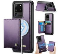 Funda para Samsung Galaxy S20 Ultra,Cartera MagSafe Magnética con Bloqueo RFID, Funda de Cierre Magnético, Cartera de Cuero PU con Soporte, Ranura para Tarjetas, Case para Galaxy S20 Ultra, Púrpura