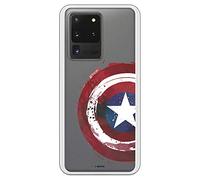 Funda para Samsung Galaxy S20 Ultra Oficial de Marvel Capitán América Escudo Transparente para Proteger tu móvil. Carcasa para Samsung de Silicona Flexible con Licencia Oficial de Marvel.