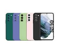 Funda para Samsung Galaxy S21 5G, 5 x Funda Suave de Mate Silicona TPU Gel Carcasa con Protección para Cámara (Negro + Verde Oscuro + Verde + Rosa + Azul Claro)