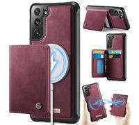 Funda para Samsung Galaxy S22,Cartera MagSafe Magnética con Bloqueo RFID, Funda de Cierre Magnético, Cartera de Cuero PU con Soporte, Ranura para Tarjetas, Case para Samsung Galaxy S22, Rojo