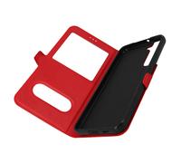 Funda para Samsung Galaxy S22 Plus con Solapa Doble Ventana Soporte Vídeo Rojo