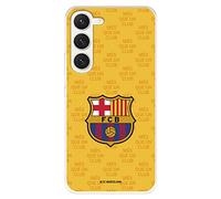 Funda para Samsung Galaxy S23 del FC Barcelona Escudo Mes Que un Club Fondo Amarillo para Proteger tu móvil. Carcasa de Silicona Flexible con Licencia Oficial FC Barcelona