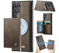 Funda para Samsung Galaxy S23 Ultra,Cartera MagSafe Magnética con Bloqueo RFID, Funda de Cierre Magnético, Cartera de Cuero PU con Soporte, Ranura para Tarjetas, Case para Galaxy S23 Ultra, Marrón