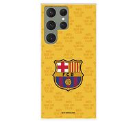 Funda para Samsung Galaxy S23 Ultra del FC Barcelona Escudo Mes Que un Club Fondo Amarillo para Proteger tu móvil. Carcasa de Silicona Flexible con Licencia Oficial FC Barcelona