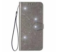 Funda para Samsung Galaxy S24 FE, con diseño de mandala, a prueba de golpes, funda protectora magnética de piel sintética con ranuras para tarjetas y soporte para tarjetas, color gris