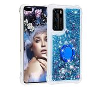 Funda para Samsung Galaxy S24 FE con soporte para anillo, purpurina 3D con líquido que fluye con purpurina y purpurina líquida, brillante, bonita y transparente de silicona de gel TPU delgada a prueba