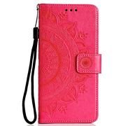 Funda para Samsung Galaxy S24 FE de piel sintética con absorción de golpes, diseño de mandala en relieve, ranuras para tarjetas, tapa magnética, a prueba de golpes, funda para teléfono Samsung Galaxy