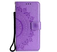 Funda para Samsung Galaxy S24 FE de piel sintética con absorción de golpes, diseño de mandala en relieve, ranuras para tarjetas, magnética, a prueba de golpes, funda para teléfono Samsung Galaxy S24