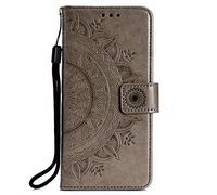 Funda para Samsung Galaxy S24 FE de piel sintética con absorción de golpes, diseño de mandala en relieve, ranuras para tarjetas, tapa magnética, a prueba de golpes, funda para teléfono Samsung Galaxy