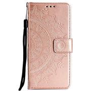 Funda para Samsung Galaxy S24 FE de piel sintética con absorción de golpes, diseño de mandala en relieve, ranuras para tarjetas, magnética, a prueba de golpes, funda para teléfono Samsung Galaxy S24
