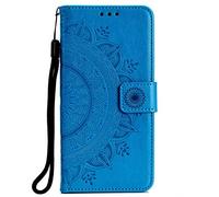 Funda para Samsung Galaxy S24 FE de piel sintética con absorción de golpes, diseño de mandala en relieve, ranuras para tarjetas, tapa magnética, a prueba de golpes, funda para teléfono Samsung Galaxy