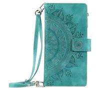 Funda para Samsung Galaxy S24 FE Mandala con cremallera, 8 ranuras para tarjetas con cordón cruzado, a prueba de golpes, de piel, tipo cartera, con cierre magnético, soporte para Samsung Galaxy S24