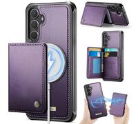 Funda para Samsung Galaxy S24 Plus,Cartera MagSafe Magnética con Bloqueo RFID, Funda de Cierre Magnético, Cartera de Cuero PU con Soporte, Ranura para Tarjetas, Case para Galaxy S25 Plus, Púrpura