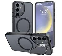 Funda para Samsung Galaxy S24 Plus con Soporte, Compatible MagSafe, Carcasa con Soporte Soporte de Cámara Ajustable Incorporado, Magnética Grado Militar Antigolpes Case, Translúcida Mate Negro