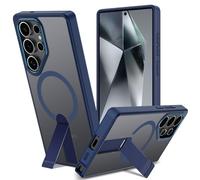 Funda para Samsung Galaxy S24 Ultra con Soporte Compatible MagSafe, Magnética Carcasa S25 Plus/S24 Plus Soporte Protección Militar Fina Antigolpes Case Translúcida Mate Trasera, Azul