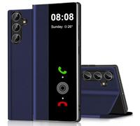 Funda para Samsung Galaxy S25 5G Funda Clear View para Samsung Galaxy S25 Funda con Soporte Plegable Pantalla Táctil View Flip Extrafina Cuero Funda Cover Clear S View, Azul: Samsung S25
