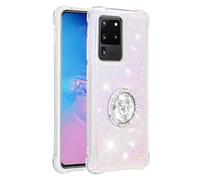 Funda para Samsung Galaxy S25 con soporte de anillo, para Samsung Galaxy S25 con purpurina y arena movediza que fluye líquido, brillante, bonita y transparente, gel de TPU de silicona, delgada, a