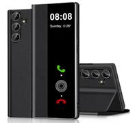 Funda para Samsung Galaxy S25 FE 5G Funda Clear View, para Samsung Galaxy S25 FE Funda con Soporte Plegable Pantalla táctil View Flip Extra-Delgado Cuero Funda Case Cover Clear S View, Negro