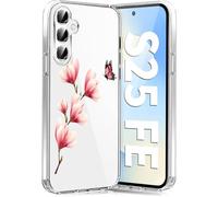 Funda para Samsung Galaxy S25 FE, funda de silicona suave TPU flores Galaxy S25 FE 5G funda protectora fina suave patrón de mariposas transparente funda para Samsung S25 FE Case (C)